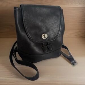Coach Vintage 9960 Daypack Black Leather Mini Bacpack Nickle Hardware EUC